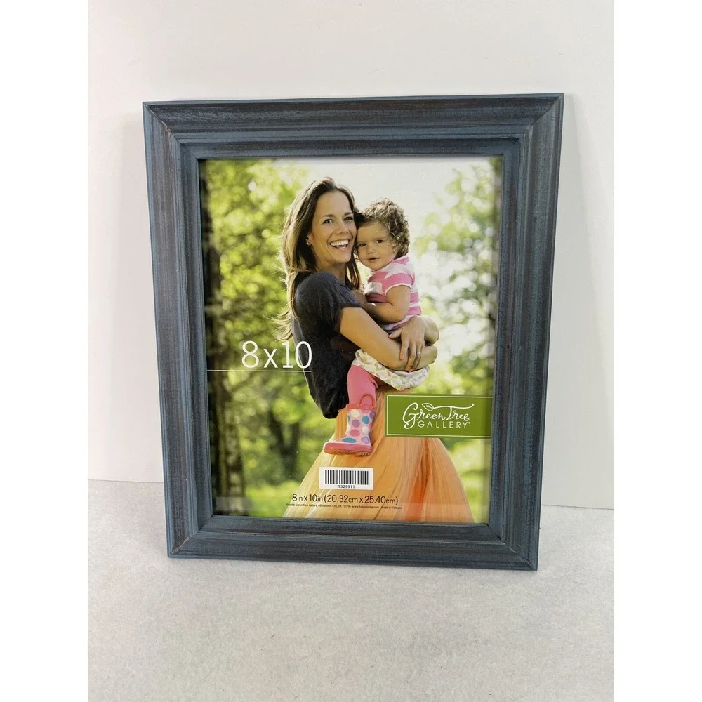 Raised Surface Wood Picture Frame 8x10 Gallery Display Wall Hanging Blue Rustic
